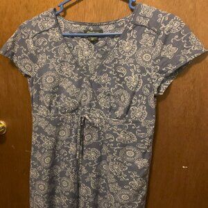Eddie Bauer Blue and White Size 8 dress with drawstring waist
